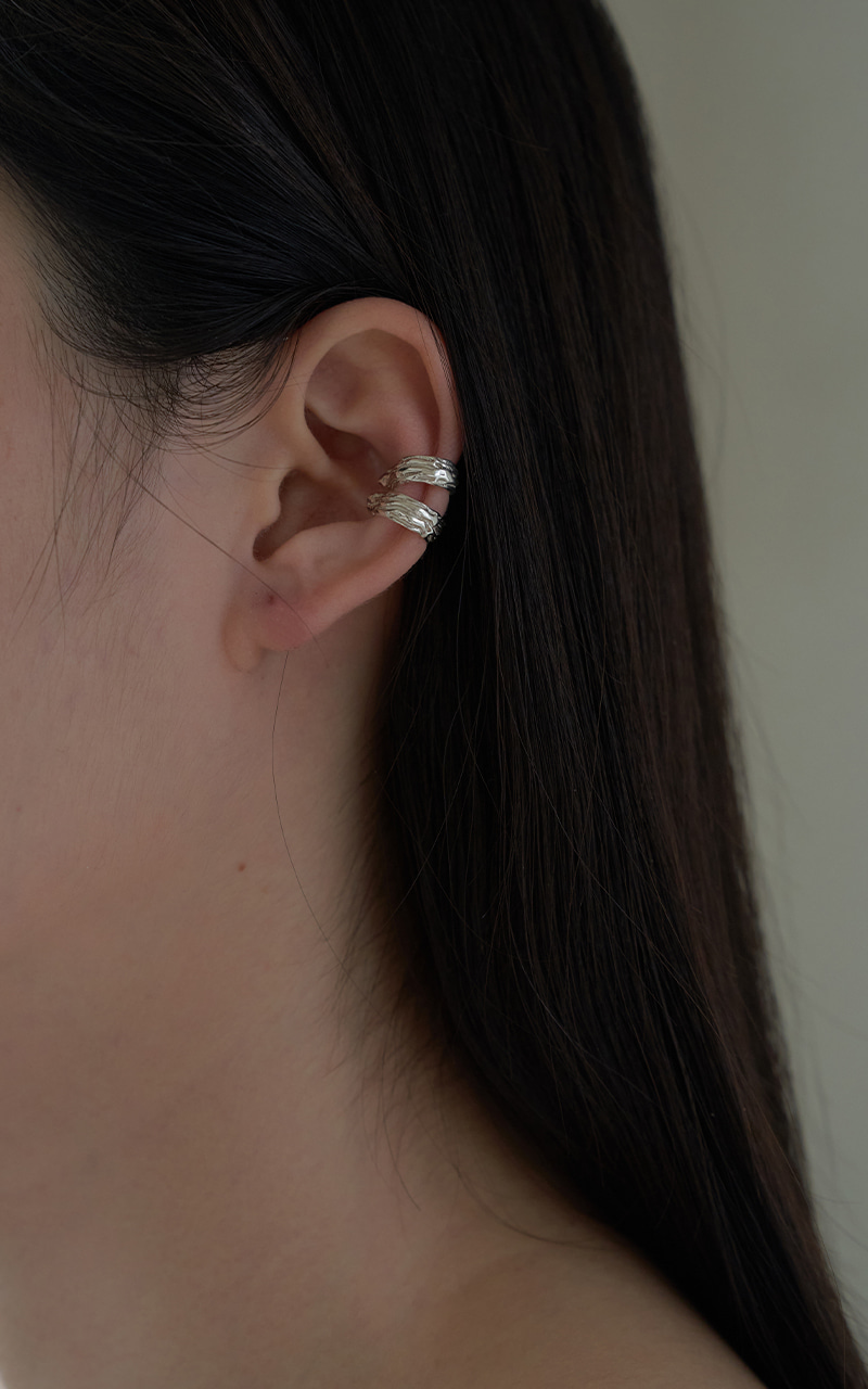 WOOD COLLECTION - TEXTURE EAR CUFF SILVER